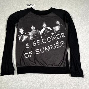 5 Seconds Of Summer Shirt Womens Medium Black Graphic Raglan Sleeve Crew Neck